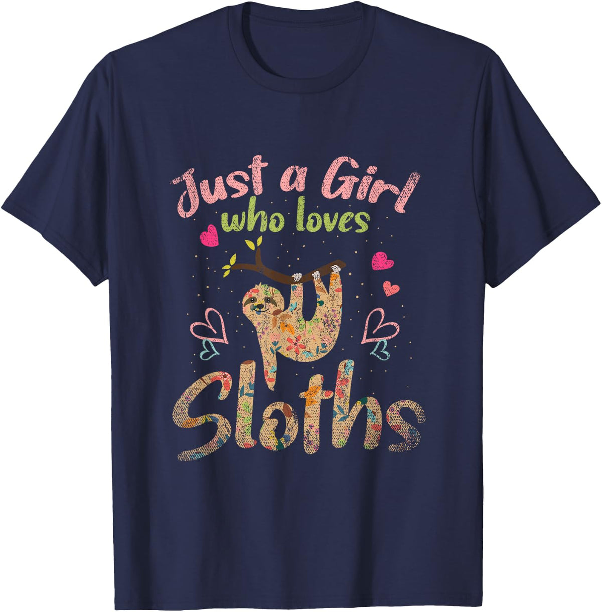 Just A Girl Who Loves Sloths T-Shirt - Navy Blue