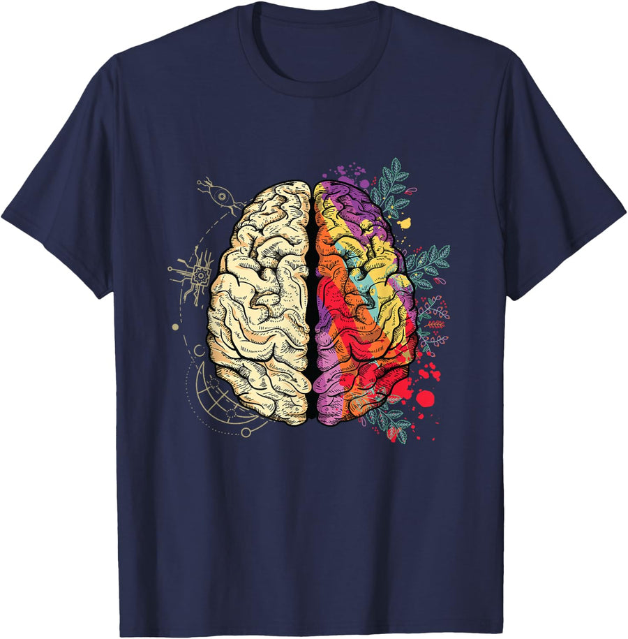 Neurodiversity Brain Mental Health Autism Awareness T-Shirt - Navy Blue
