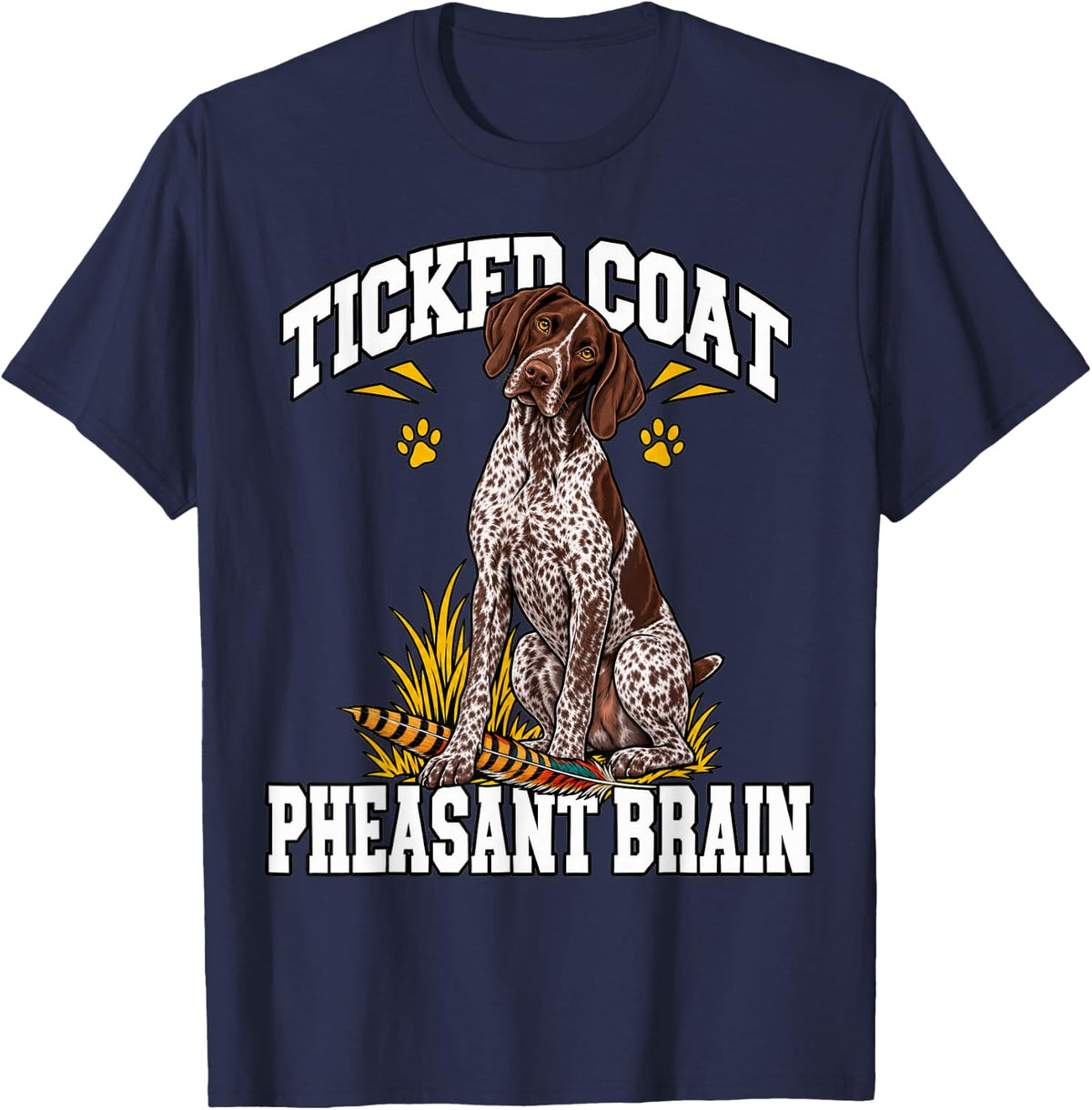 German Shorthaired Pointer Ticked Coat Pheasant Brain Fan T-Shirt - Navy Blue