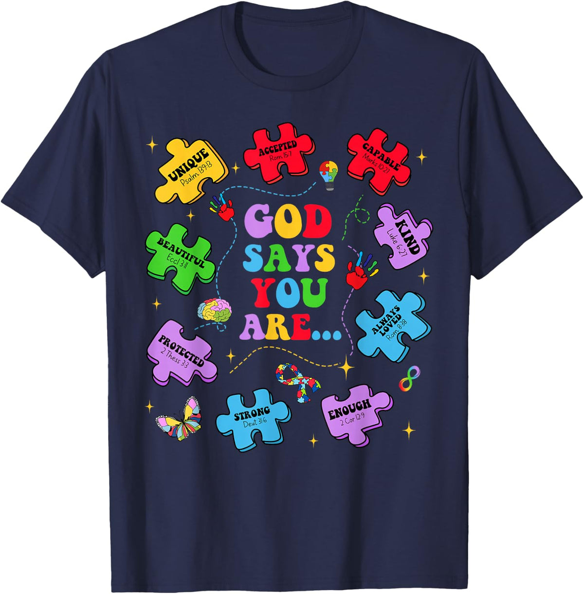 God Say You Are Autism Christian Jesus Bible Verse Religious T-Shirt - Navy Blue