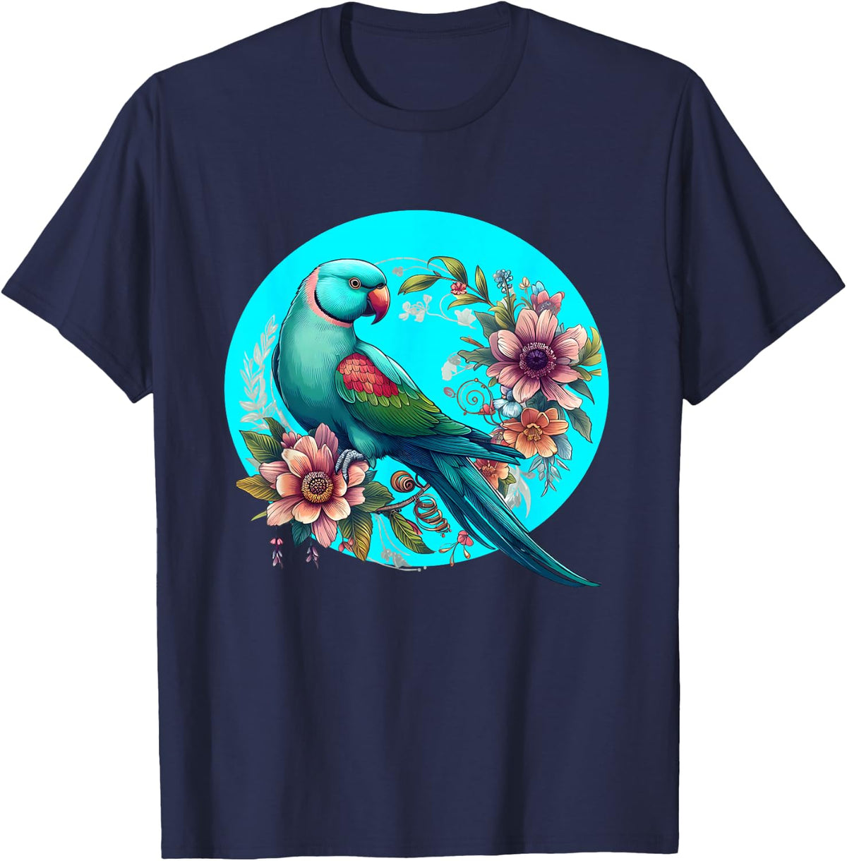 Funny Indian Ringneck Parrot T-Shirt - Navy Blue