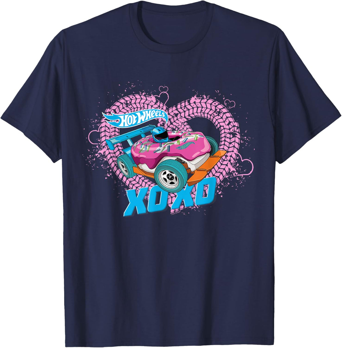 Hot Wheels - XOXO Pink Heart T-Shirt - Navy Blue