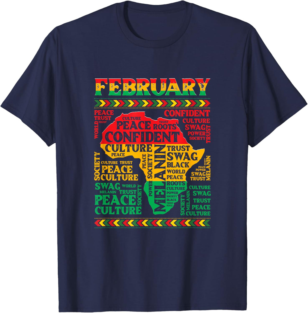Black History Month African Map Kente Colors T-Shirt - Navy Blue