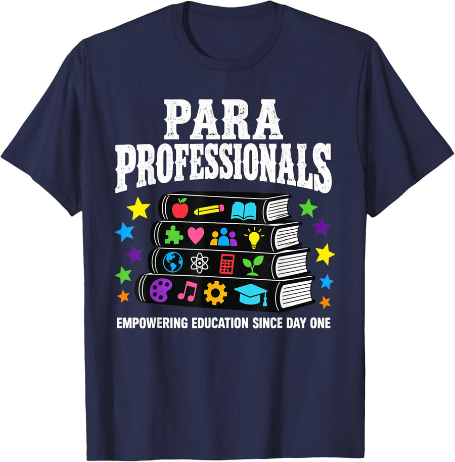 Books Education Learning Stars T-Shirt - Navy Blue
