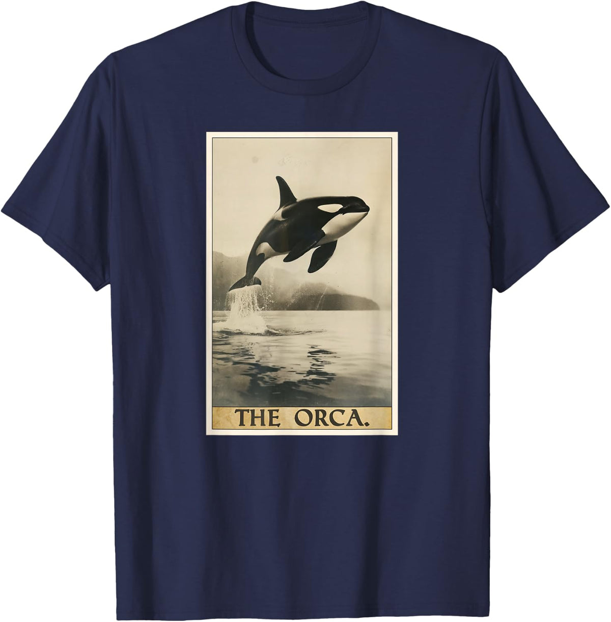 Orcas Orca Tarot Card T-Shirt - Navy Blue