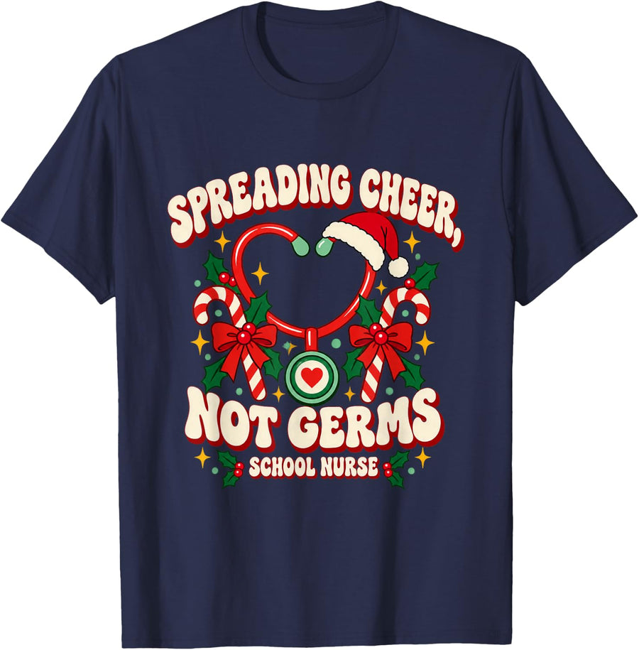 Christmas School Nurse Christmas Team T-Shirt - Navy Blue
