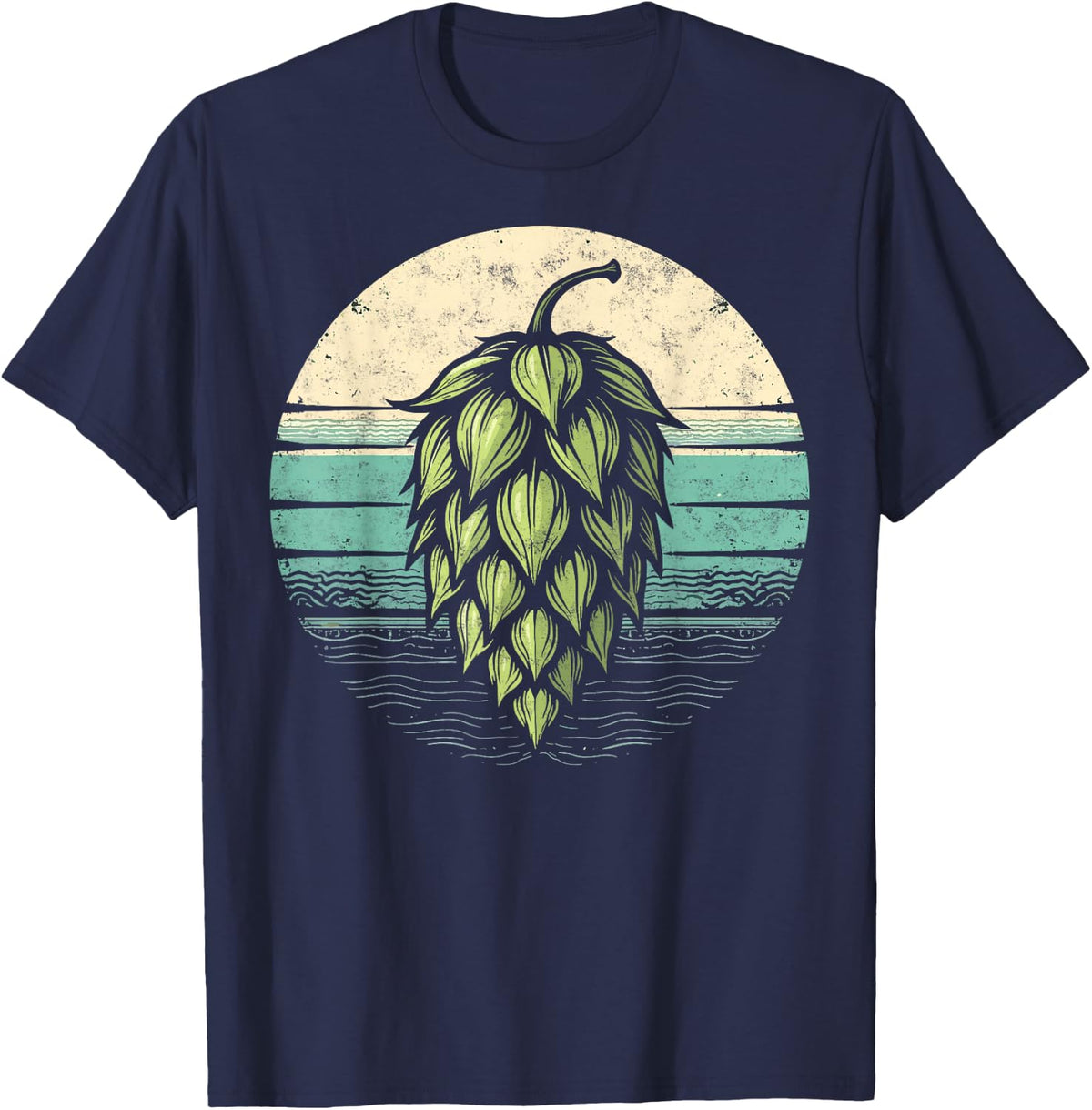 Hop Retro Tee Brewer Funny Craft Beer Drinking IPA Lover T-Shirt - Navy Blue