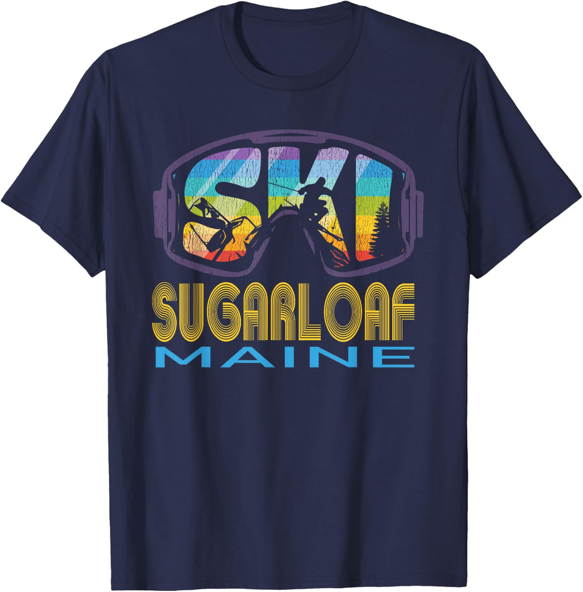 Ski Sugarloaf Maine Skiing Vacation T-Shirt - Navy Blue