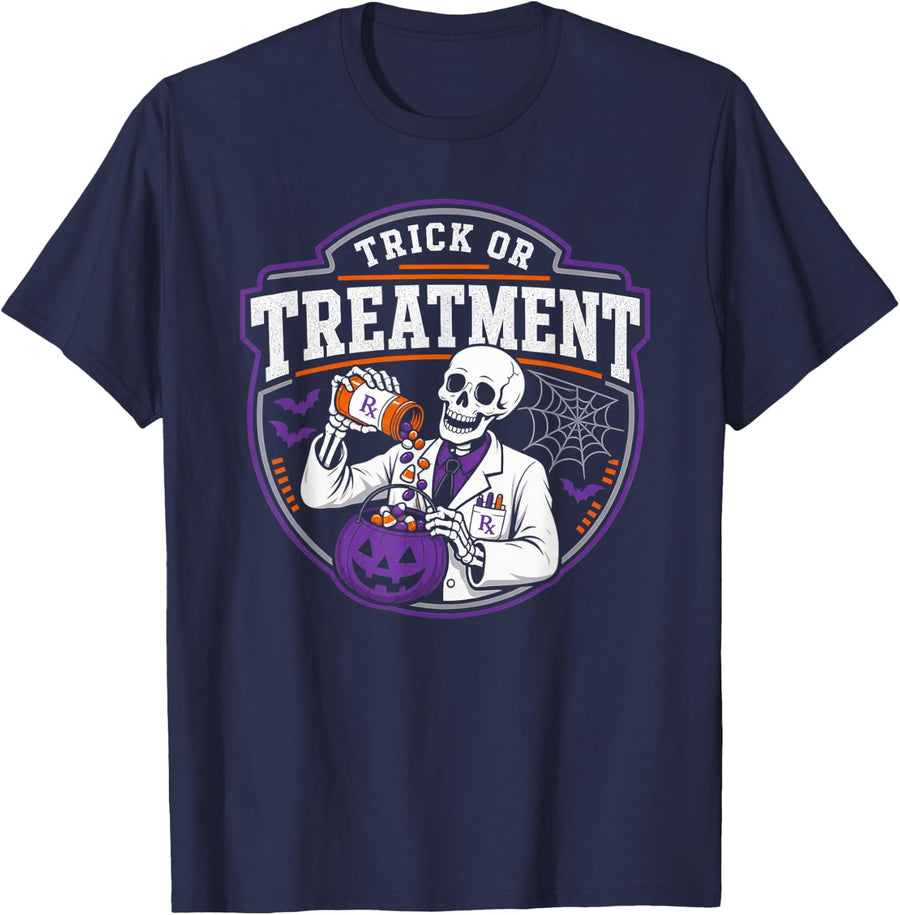 Halloween Pharmacist Trick Or Treatment T-Shirt - Navy Blue