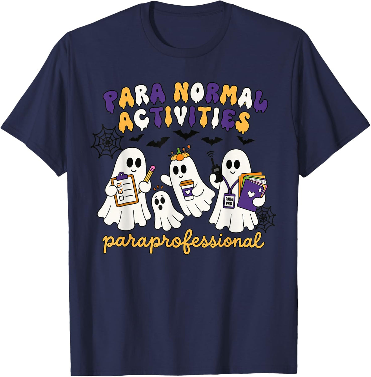 Paraprofessional Paranormal Activities Ghost Design T-Shirt - Navy Blue