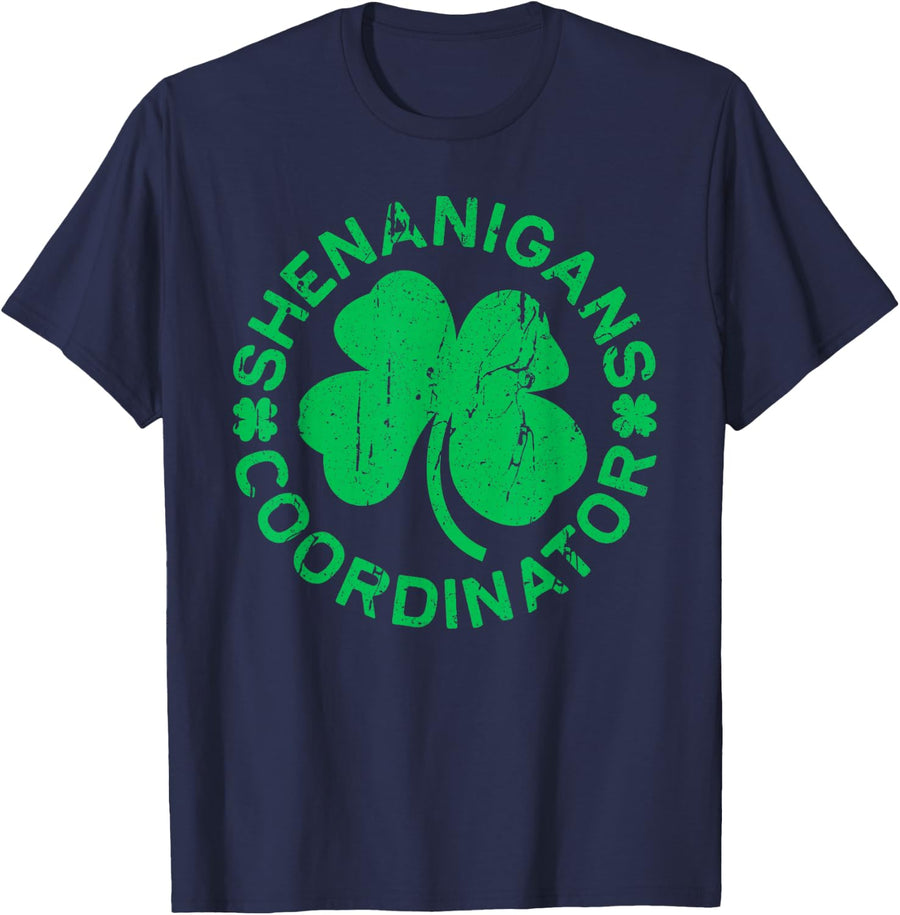 Shenanigans Coordinator Shirt Men Women Kids St Patricks Day T-Shirt - Navy Blue