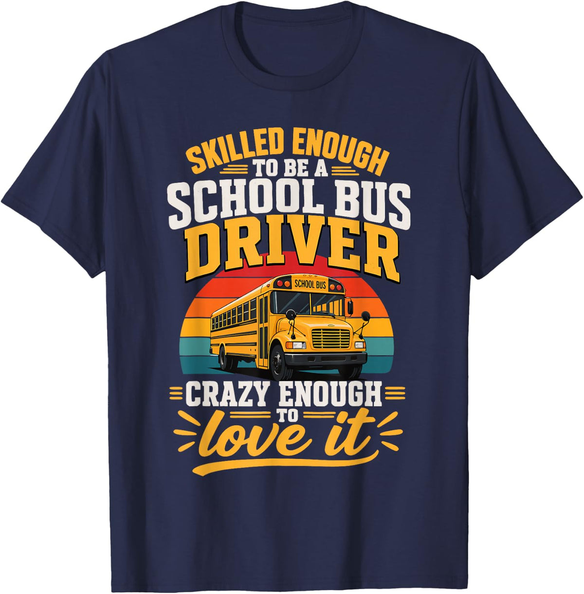 Vintage School Bus Driver Schoolbus T-Shirt - Navy Blue