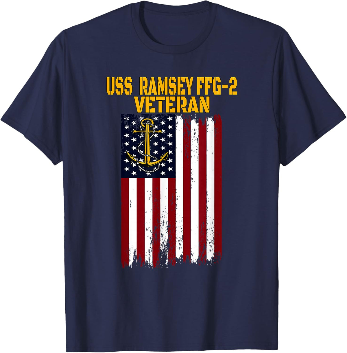 USS Ramsey FFG-2 Frigate Veterans Day Father's Day T-Shirt - Navy Blue