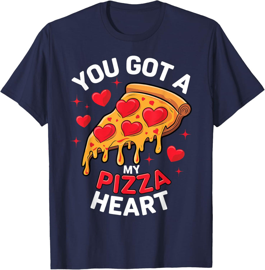 You Got my Pizza Heart Valentines Day Kids T-Shirt - Navy Blue