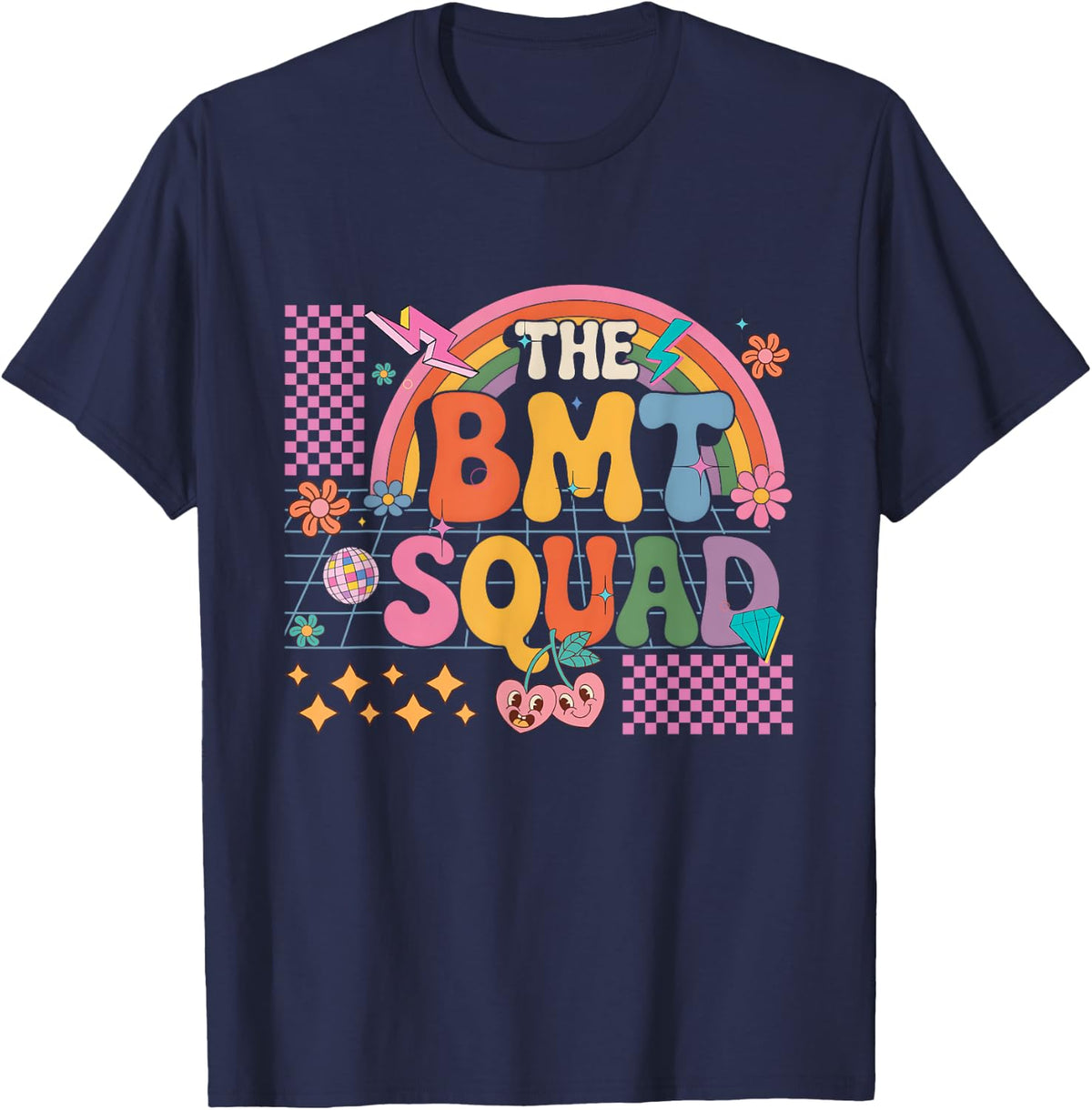 Groovy BMT Squad Bone Marrow Transplant Nurse T-Shirt | Nursing Tees For Nurses RN Gift - Navy Blue