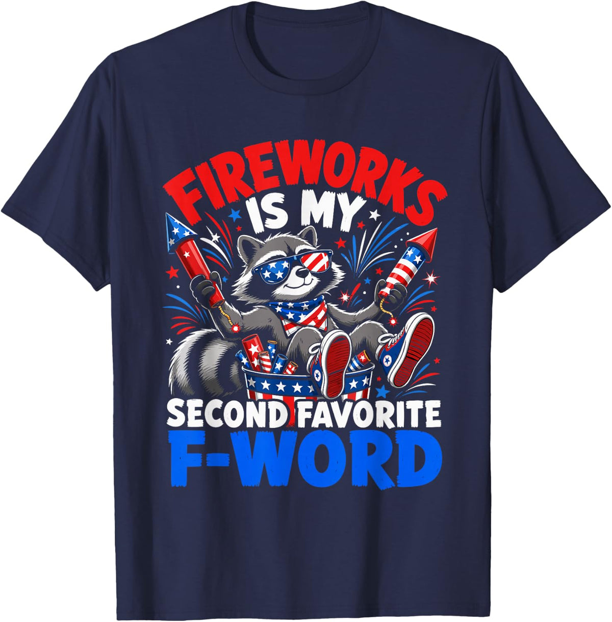 Pyrotechnics Fireworks My Second Favorite F-Word USA T-Shirt - Navy Blue