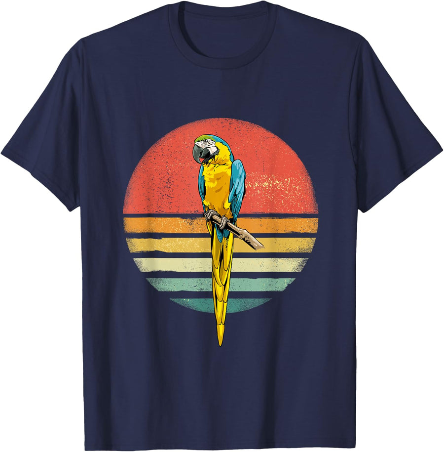 Parrot Bird Retro Parrot Birdwatcher Bird Parrot Lover T-Shirt - Navy Blue