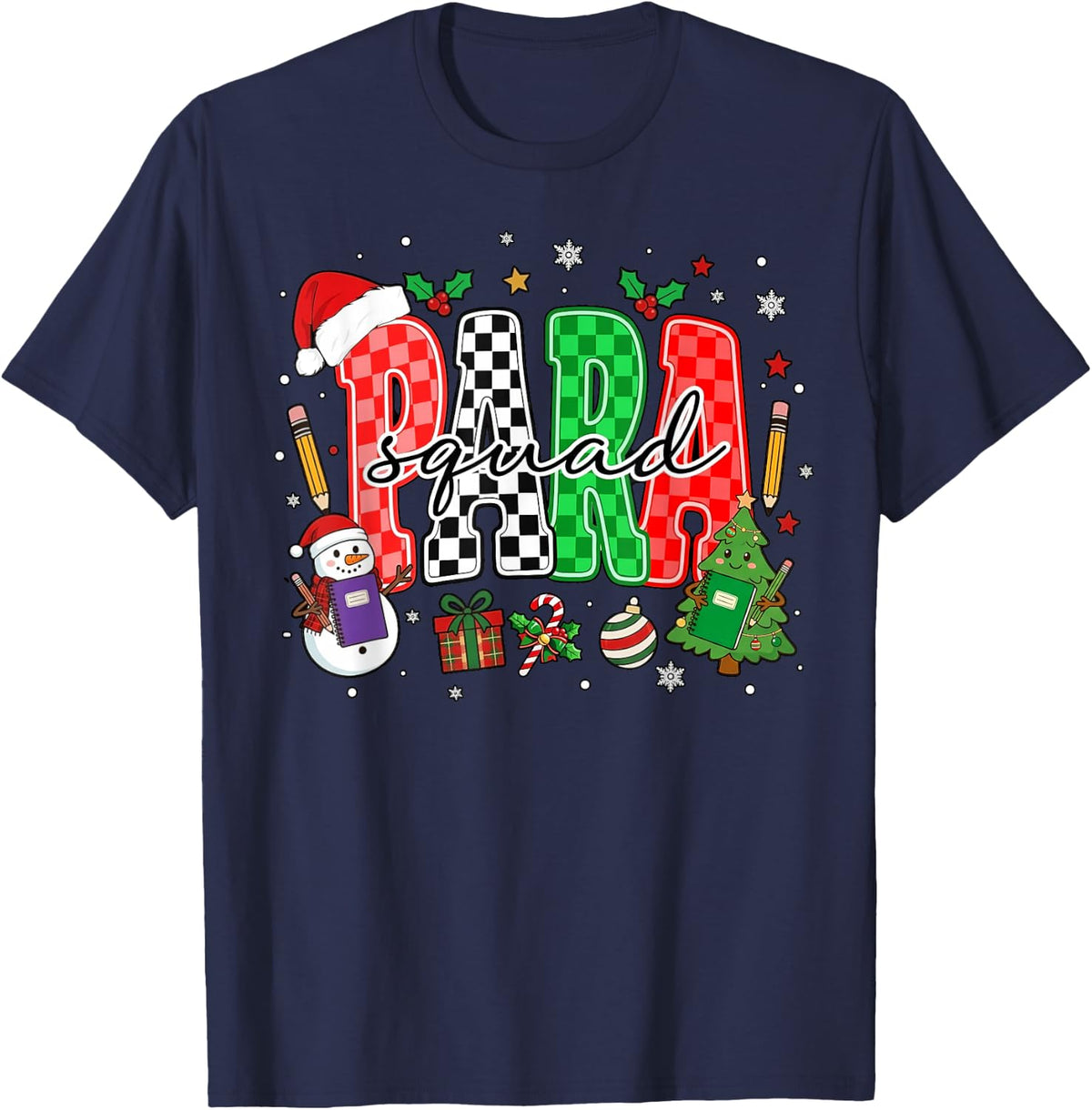 Christmas para Educator Assistant School Paraprofessional T-Shirt - Navy Blue