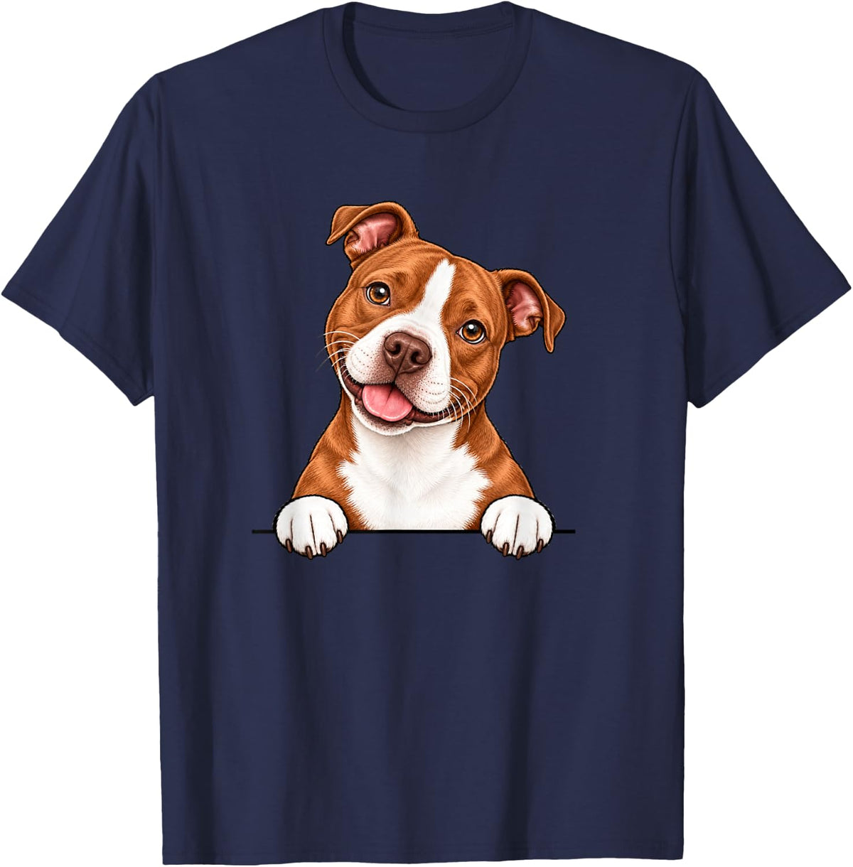 Moms Pittie American Staffordshire Red Pit Bull Terrier Dog T-Shirt - Navy Blue