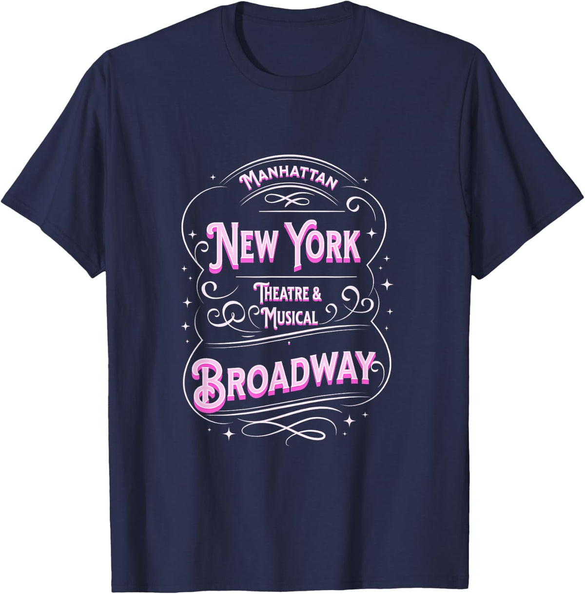 New York Broadway Show America Musical Theatre USA T-Shirt - Navy Blue