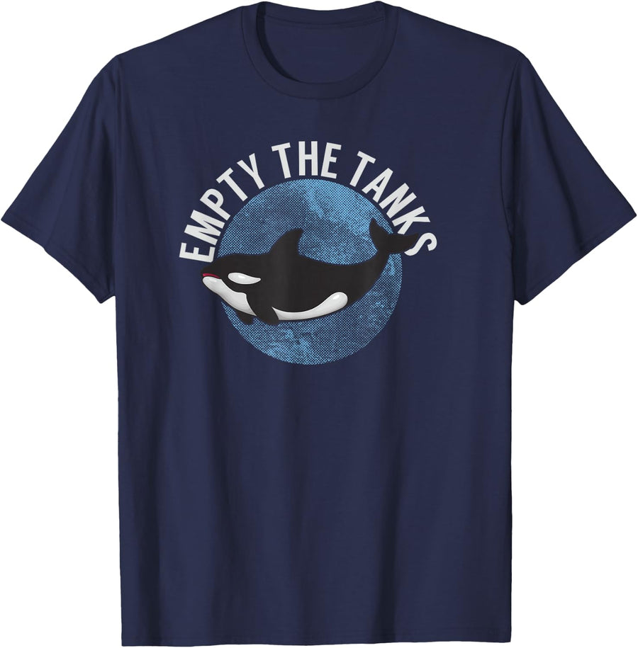 Empty The Tanks Killer Whale Orca T-Shirt T-Shirt - Navy Blue