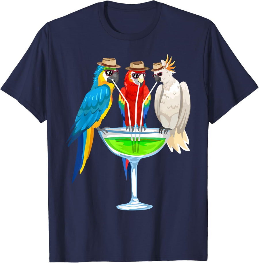 Cool Parrot Art For Men Women Pet Bird Tropical Parrot Lover T-Shirt - Navy Blue