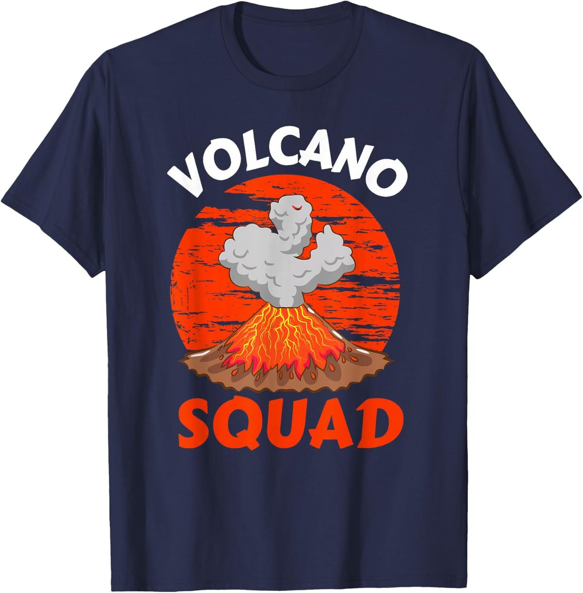 Volcano Squad Erupting Lava Ash Geology Magma Fire Geologist T-Shirt - Navy Blue