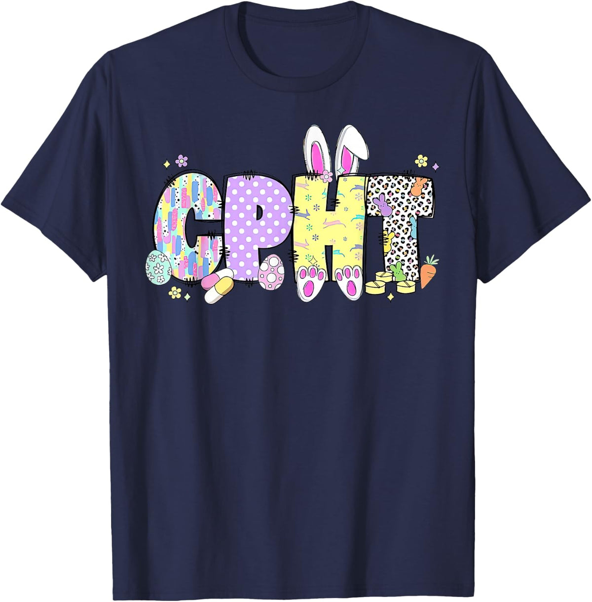 CPHT Certified Pharmacy Technician Pharmacist Easter Day T-Shirt - Navy Blue