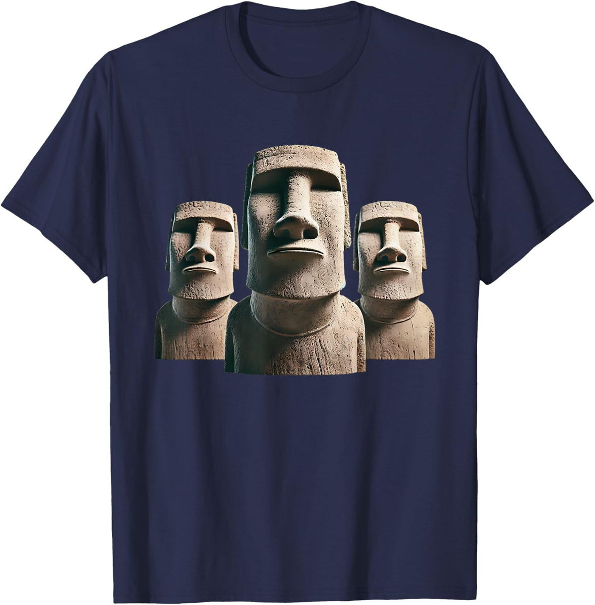 Moai Statue, Moai Monoliths, Easter Island Moai T-Shirt - Navy Blue