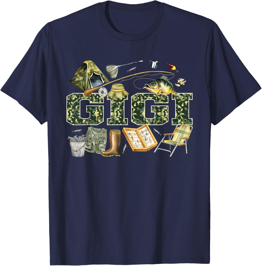 Gigi Fishing O-Fish-Ally 1st Birthday Family Matching T-Shirt - Navy Blue