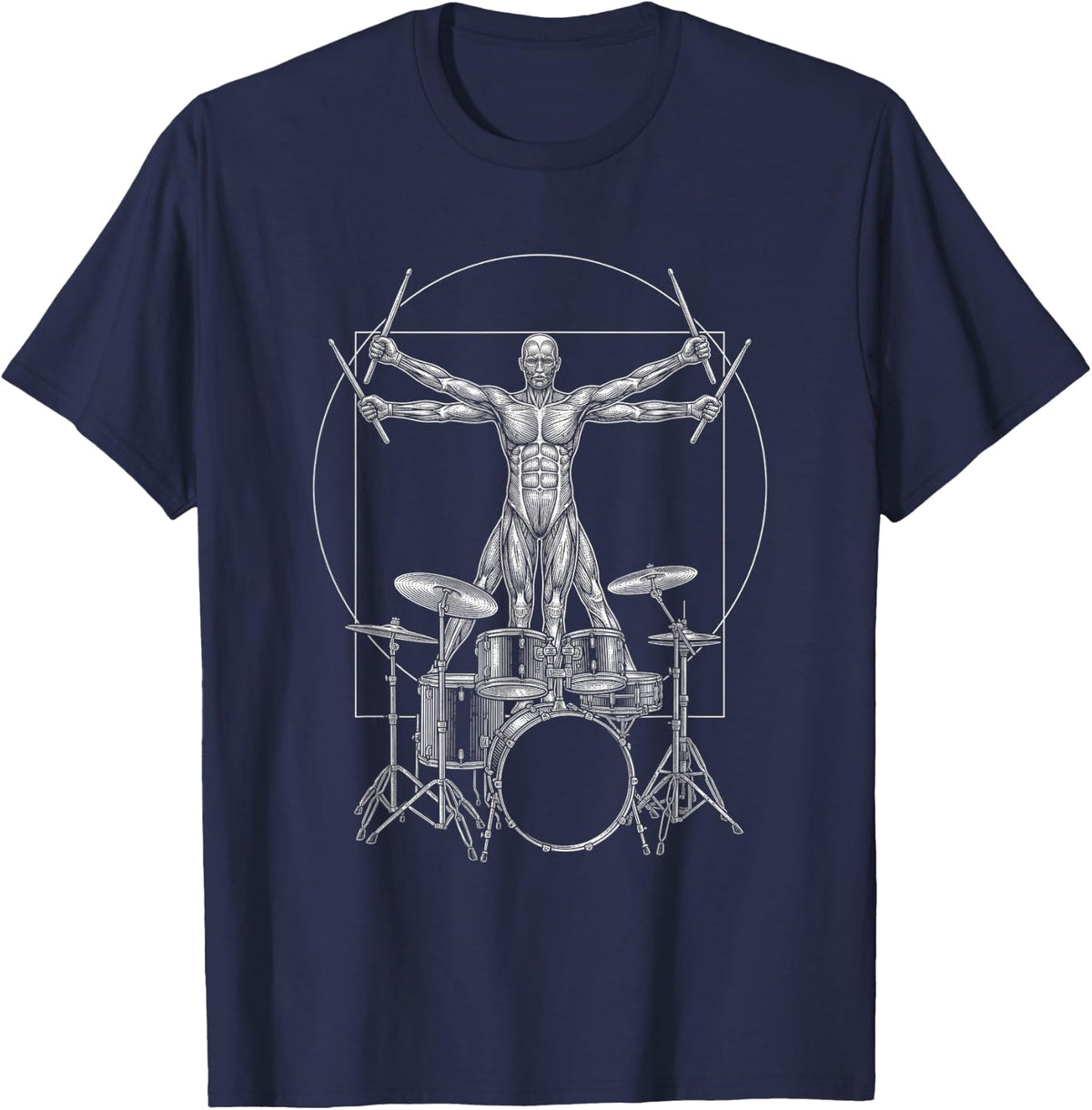 Drums Marching Band DA Vinci Drummer Vintage T-Shirt - Navy Blue