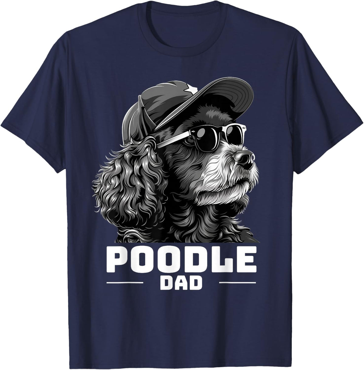 Vintage Poodle Dad T-Shirt - Navy Blue