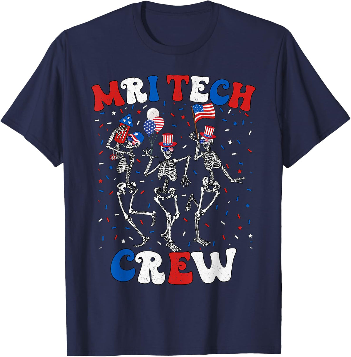 MRI Crew Radiology MRI Technologist MRI Tech 4th Of July T-Shirt - Navy Blue