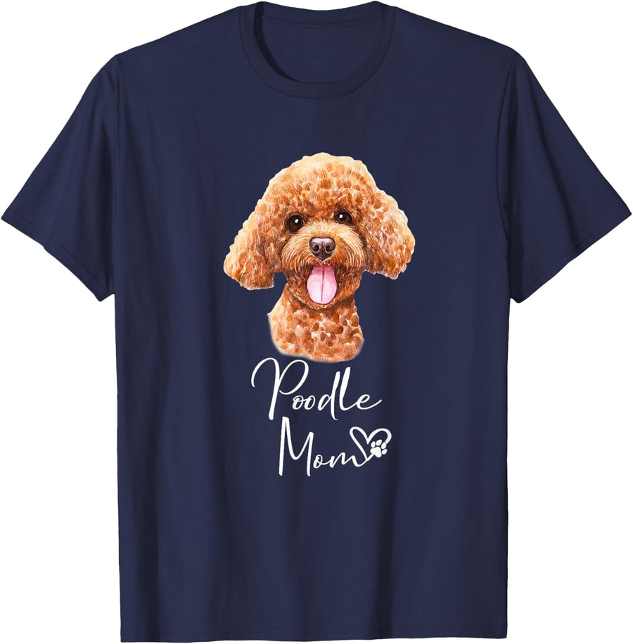 Poodle Mom Dog Mummy Poodle Dog Mum T-Shirt - Navy Blue