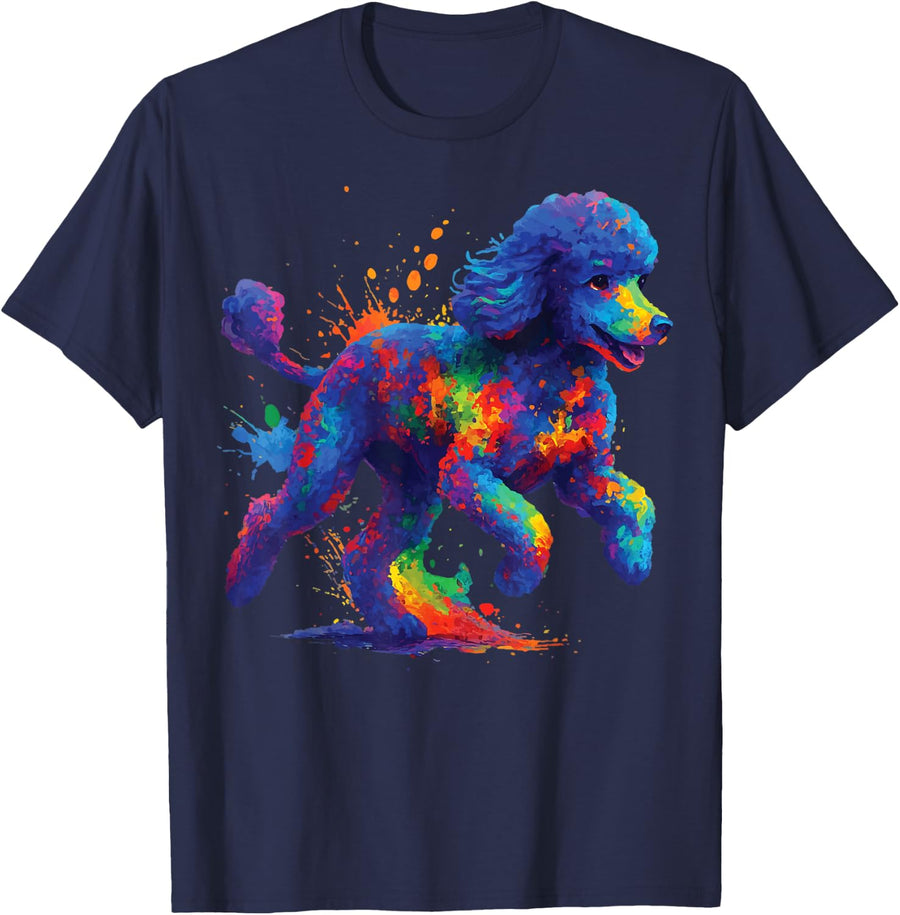 Poodle Colorful T-Shirt - Navy Blue