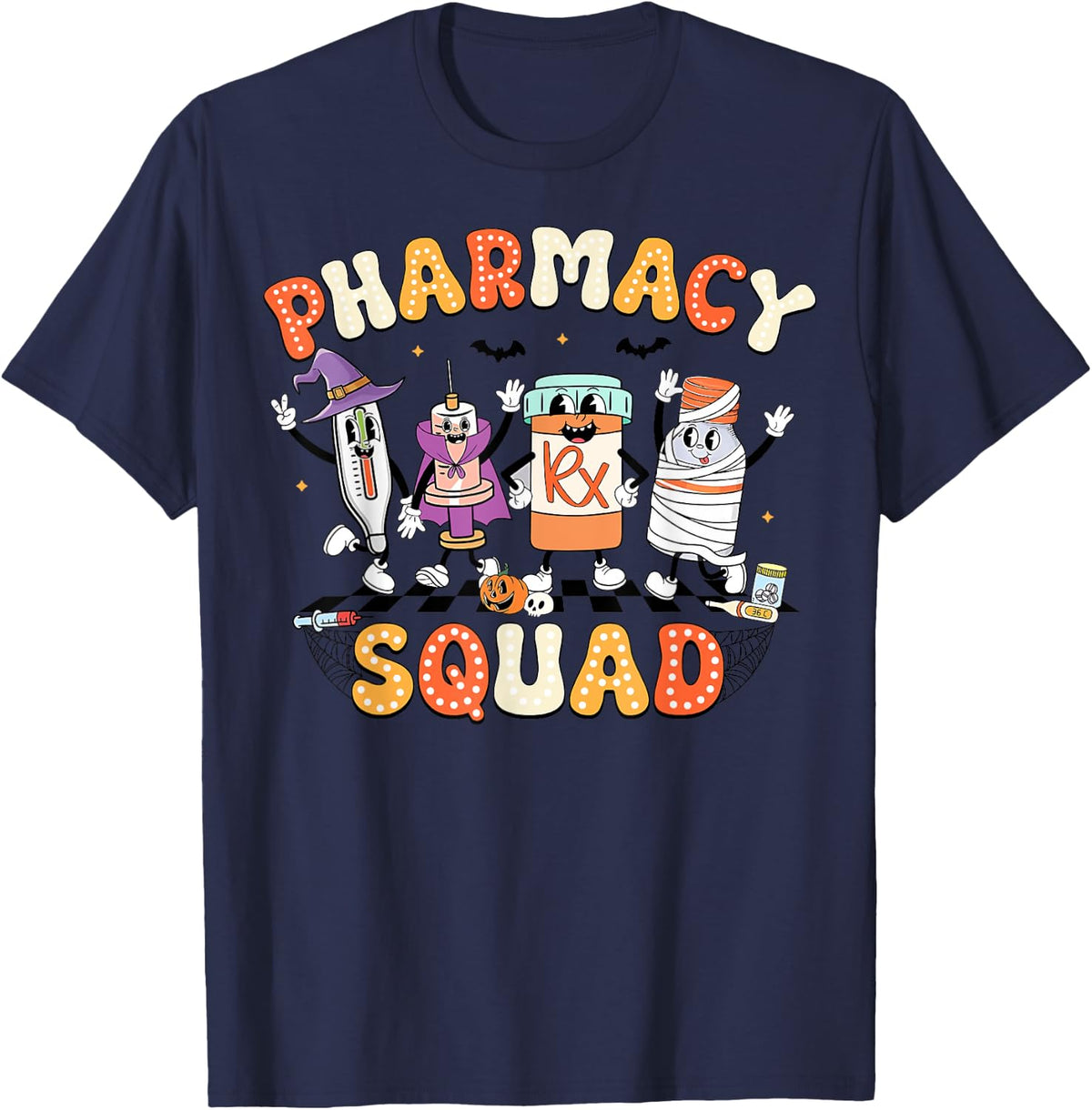 Funny Pharmacy Squad Pharmacist Technician Halloween T-Shirt - Navy Blue