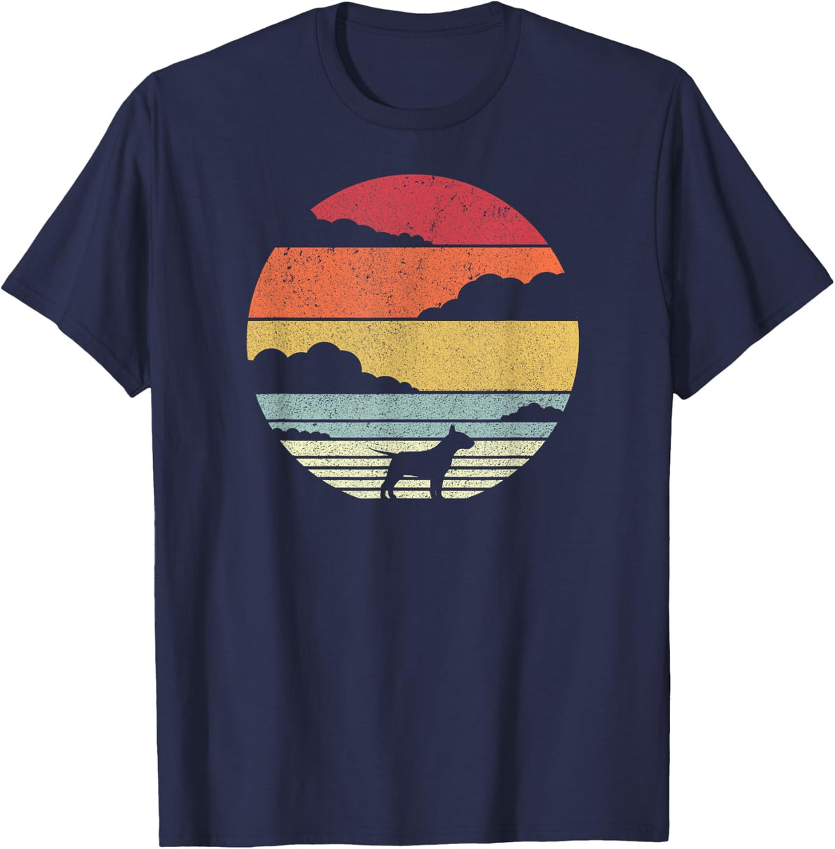 Bull Terrier Shirt. Retro Style T-Shirt T-Shirt - Navy Blue