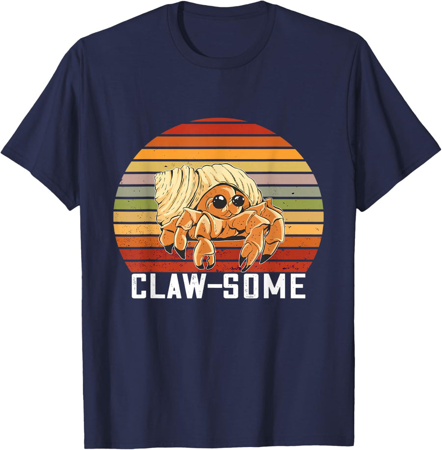 Hermit Crab Retro Awesome Claw Sea Animals Tee Hermit Crab Lover T-Shirt - Navy Blue