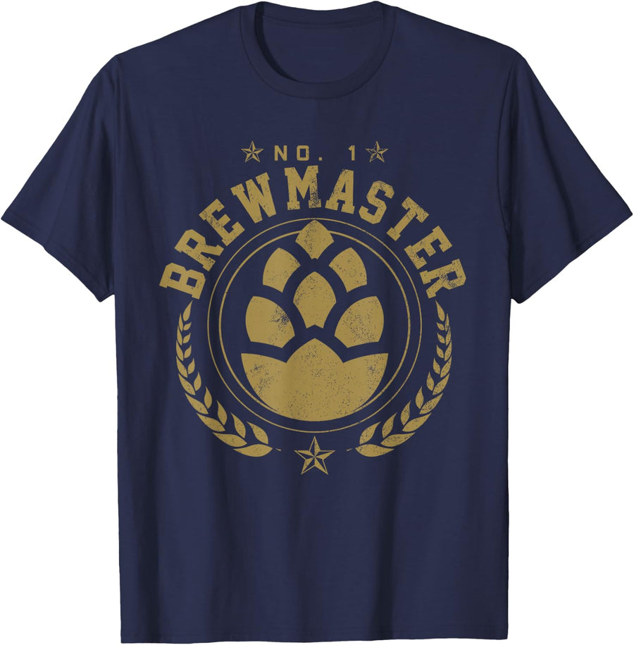 Brewmaster Craft No. 1 Brewmaster Craft Beer Hops Brewing T-Shirt - Navy Blue