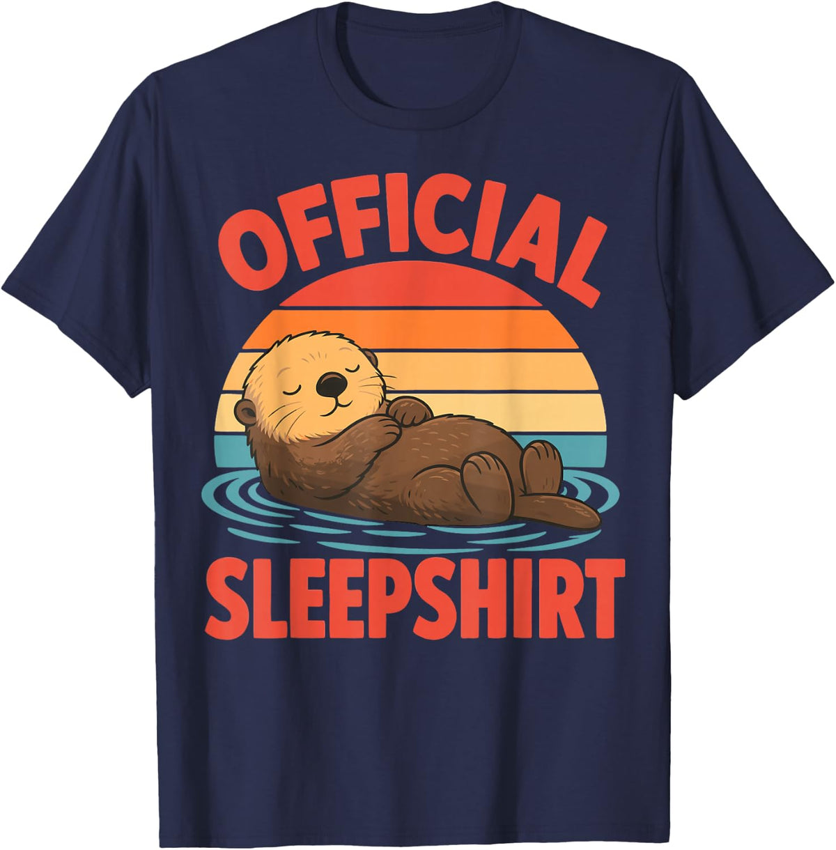 Otter Lover Cute Otters Sleep T-Shirt - Navy Blue