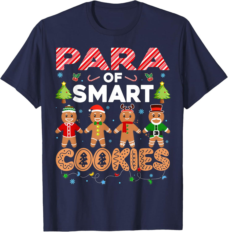 Christmas Paraprofessional Of Smart Cookies Gingerbread Tee T-Shirt For Men Women - Navy Blue