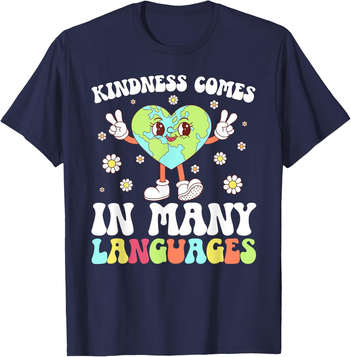 ESL Teacher Groovy English As A Second Language Teacher T-Shirt - Navy Blue