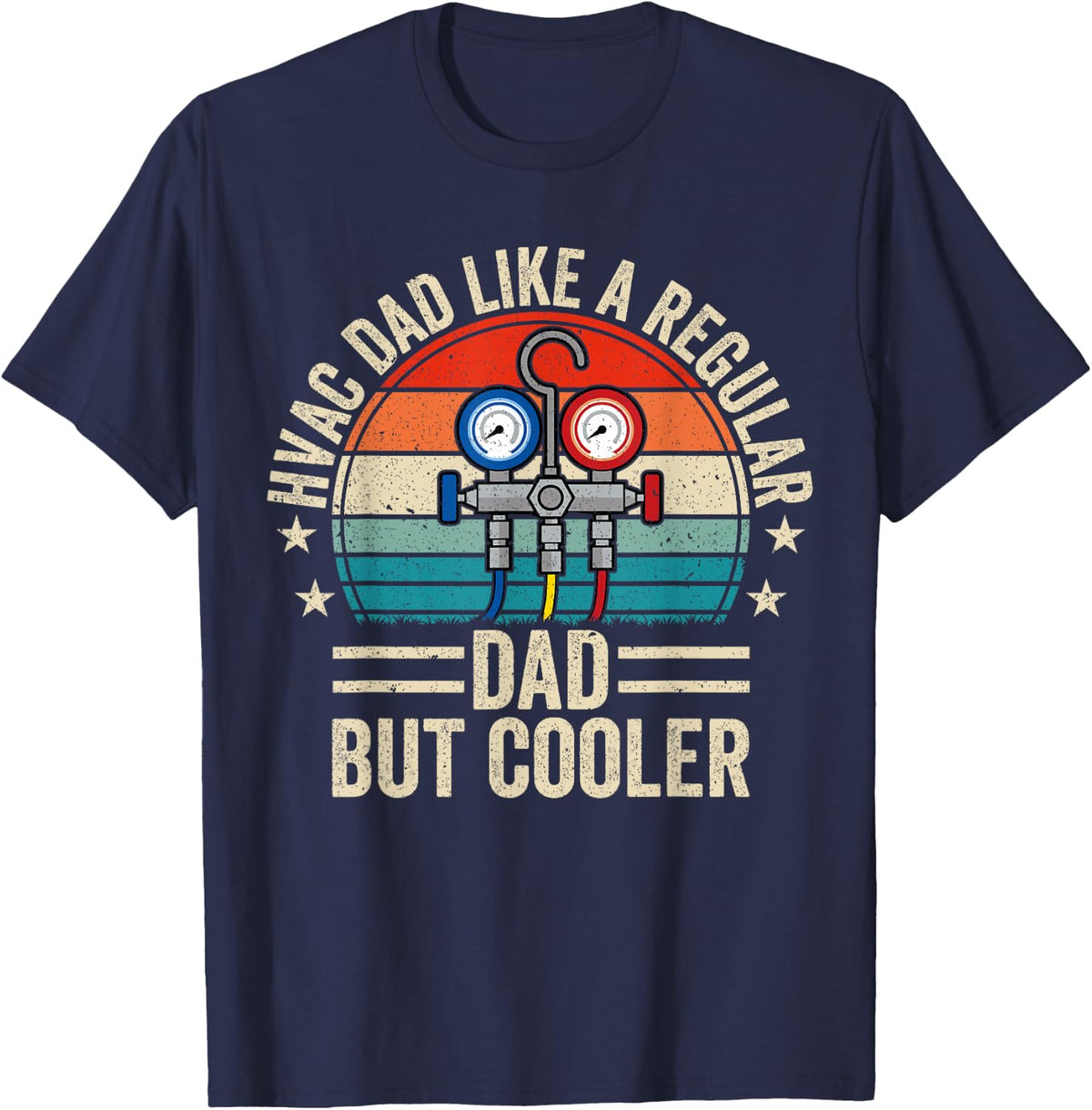 HVAC Dad But Cooler & Funny Men's HVAC Technician Papa T-Shirt - Navy Blue