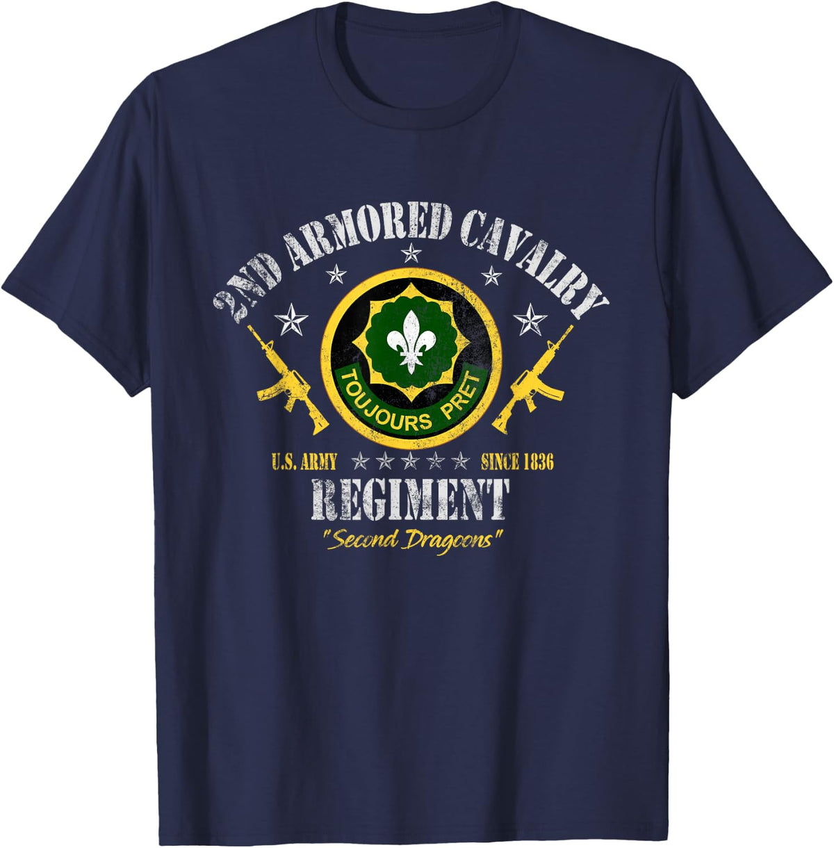 2nd Armored Cavalry Regiment Veteran Patriotic Veterans Day T-Shirt - Navy Blue