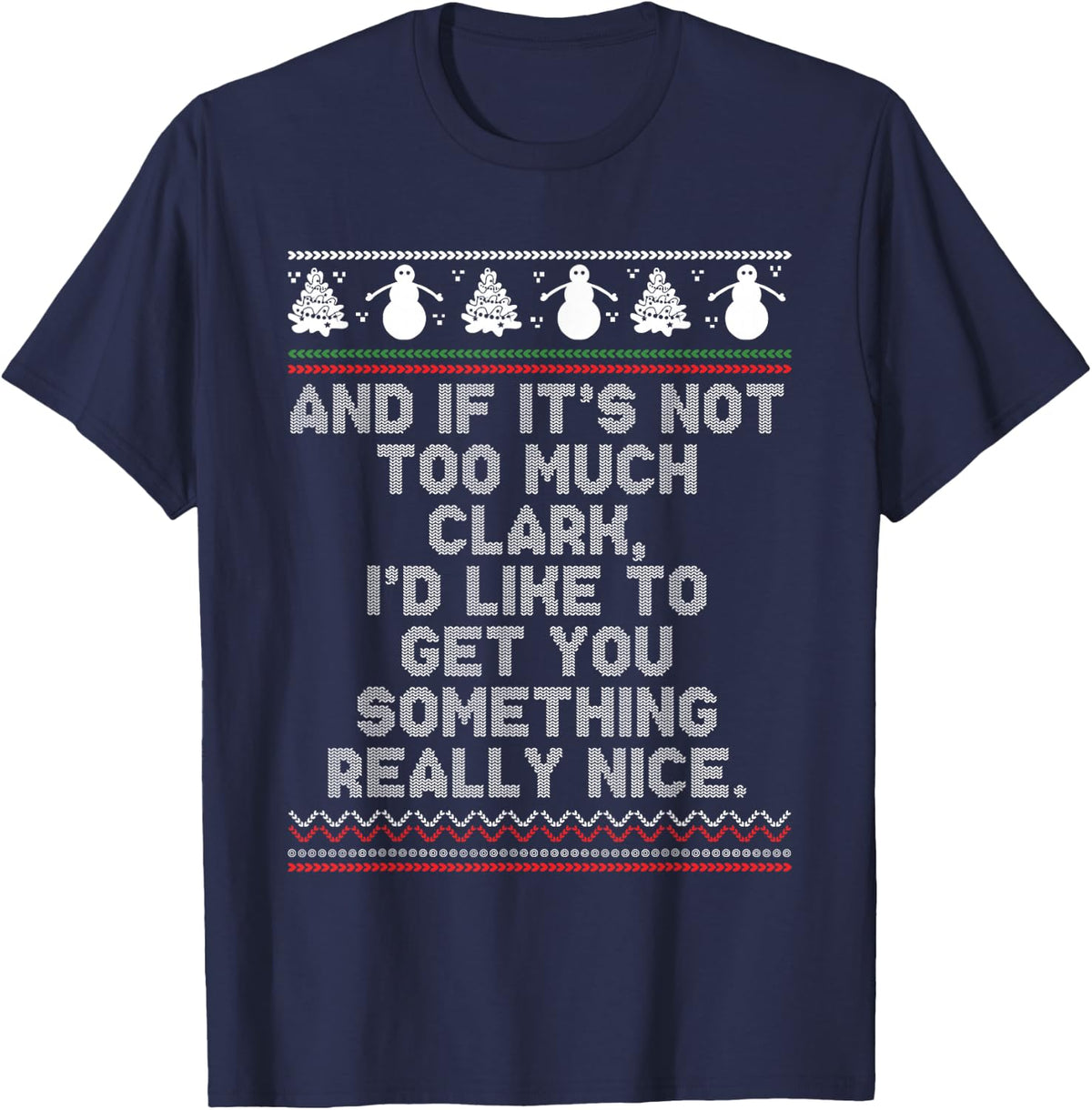 Funny Ugly Christmas Sweater Winter Vacation Christmas Tree T-Shirt - Navy Blue
