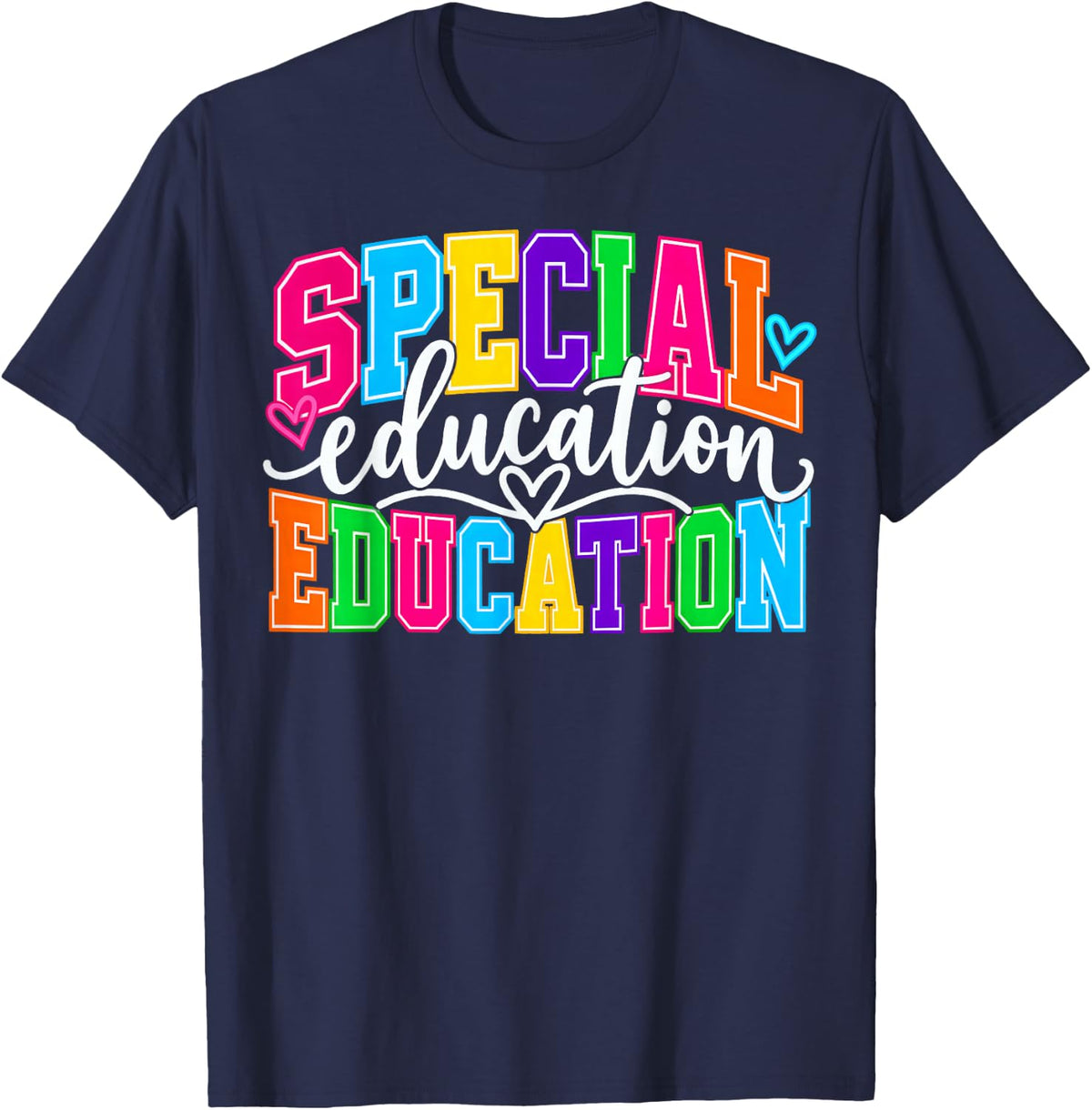Special Education Teacher Typography T-Shirt - Navy Blue