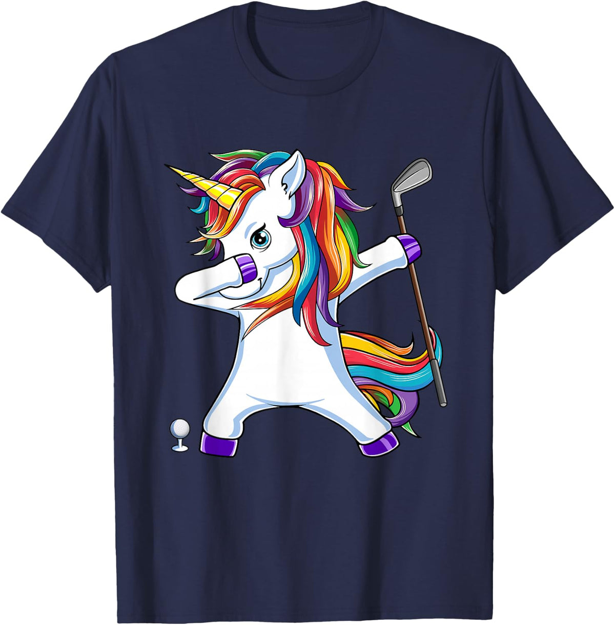 Dabbing Unicorn Golf - Golfing Golfer Girl Gift T-Shirt - Navy Blue