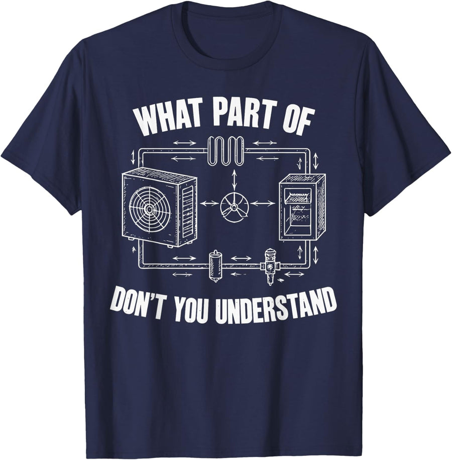 HVAC Technician Men Dad Installer Engineers Tech HVAC Tech T-Shirt - Navy Blue