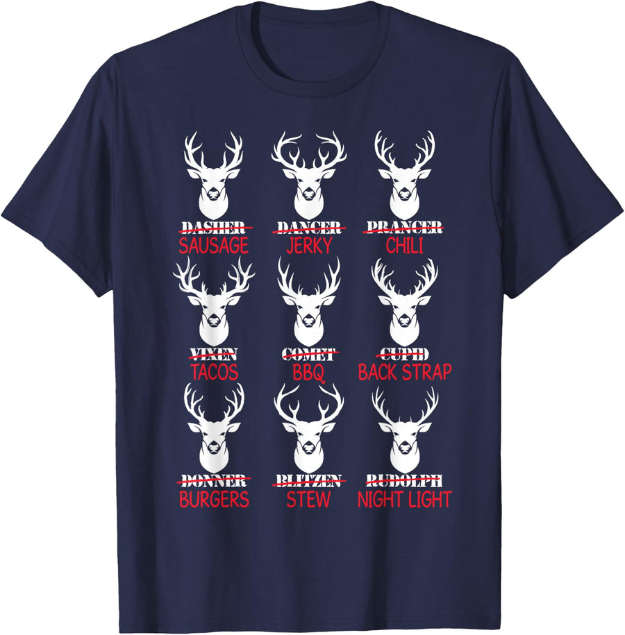 Deer Hunting Gift Hunter of All Santa's Reindeer T-Shirt - Navy Blue