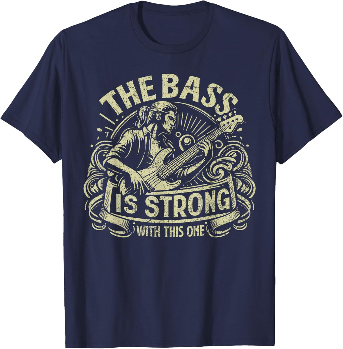 The Bass is strong with this one Bass Player T-Shirt - Navy Blue